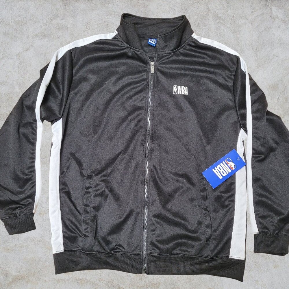 BRAND NEW NBA Men's Track Jacket Size L Full Zip Black & White Remember When